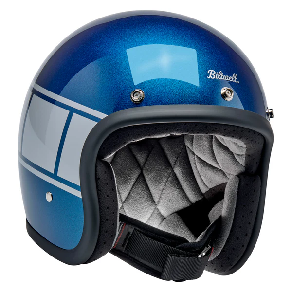Шлем Biltwell BONANZA - 3/4 цвет -  синий металлик с серебристой полосой - размер XS - 1001-5116-201