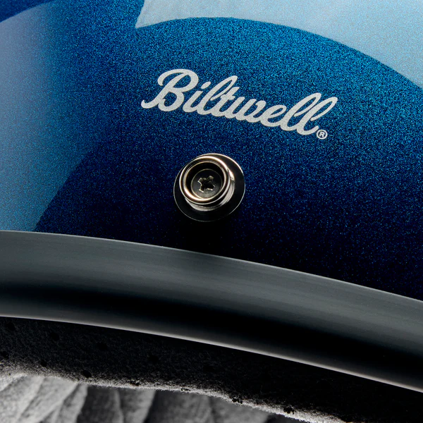 Шлем Biltwell BONANZA - 3/4 цвет -  синий металлик с серебристой полосой - размер M - 1001-5116-203