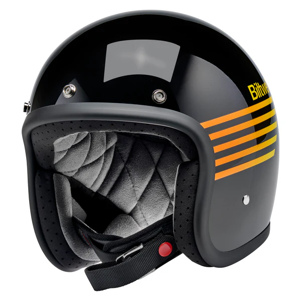 Шлем Biltwell BONANZA - 3/4 цвет -  черный глянец с полосами - размер XS - 1001-5115-201