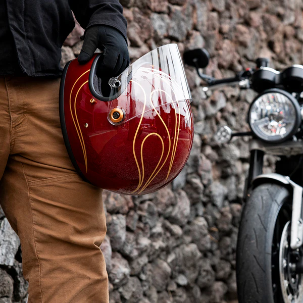 Шлем Biltwell GRINGO S ECE R22.06 - бордовый с языками пламени - размер L - 1003-594-504