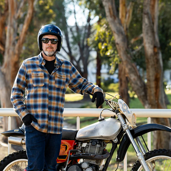 Шлем Biltwell BONANZA - 3/4 цвет -  синий металлик с серебристой полосой - размер M - 1001-5116-203