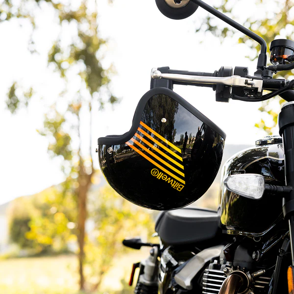 Шлем Biltwell BONANZA - 3/4 цвет -  черный глянец с полосами - размер M - 1001-5115-203