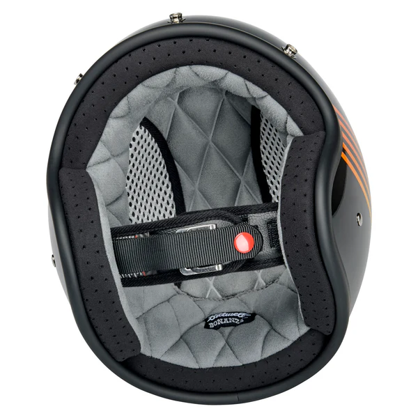 Шлем Biltwell BONANZA - 3/4 цвет -  черный глянец с полосами - размер M - 1001-5115-203