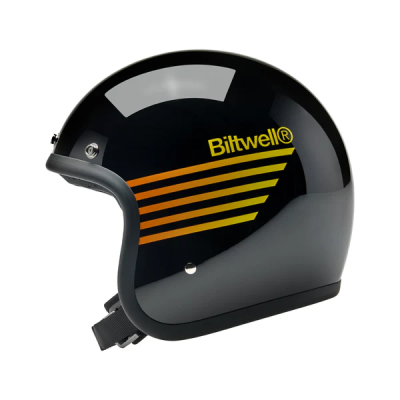 Шлем Biltwell BONANZA - 3/4 цвет -  черный глянец с полосами - размер XS - 1001-5115-201