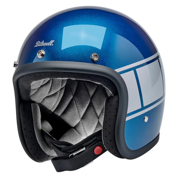 Шлем Biltwell BONANZA - 3/4 цвет -  синий металлик с серебристой полосой - размер XS - 1001-5116-201