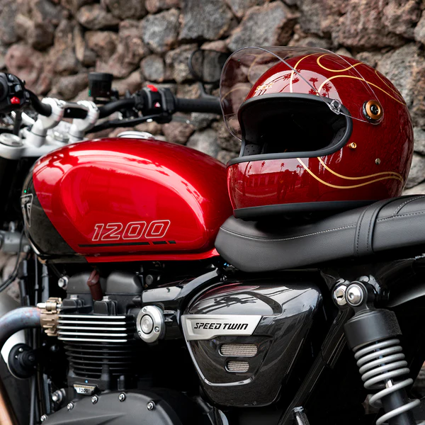 Шлем Biltwell GRINGO S ECE R22.06 - бордовый с языками пламени - размер L - 1003-594-504